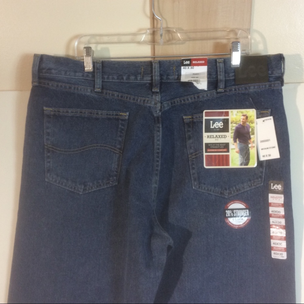 NEW Lee Blue Jeans Relaxed Fit Straight Leg Cotton Denim Pants Medium Wash NWT